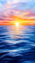Obraz premium Serene Ocean Sunset: Vibrant Seascape - Abstract art