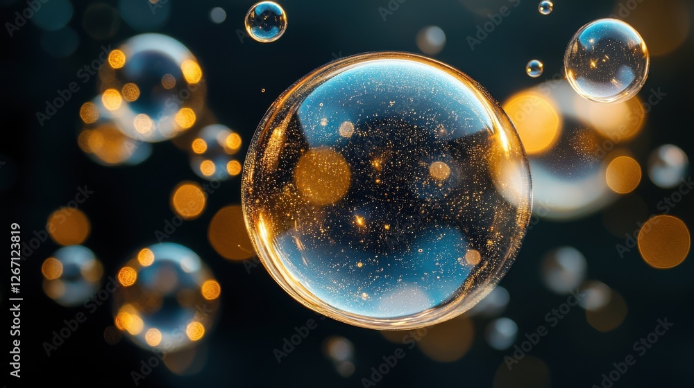 Poster soap bubbles isolated on transparent background