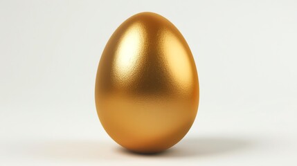 A single golden egg sits on a white background.