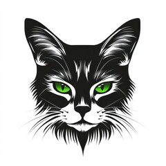 Obraz premium Cat head portrait; vector illustration for t-shirts, posters, design elements on isolated background