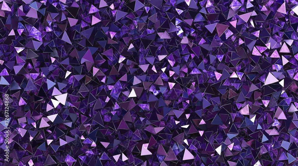 Poster a dark purple vector background featuring small triangles on a white backdrop, creating an abstract 