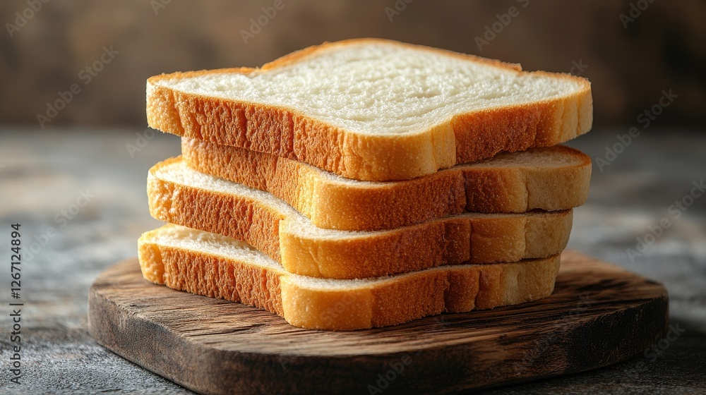 Poster stack of sliced white bread isolated on transparent background