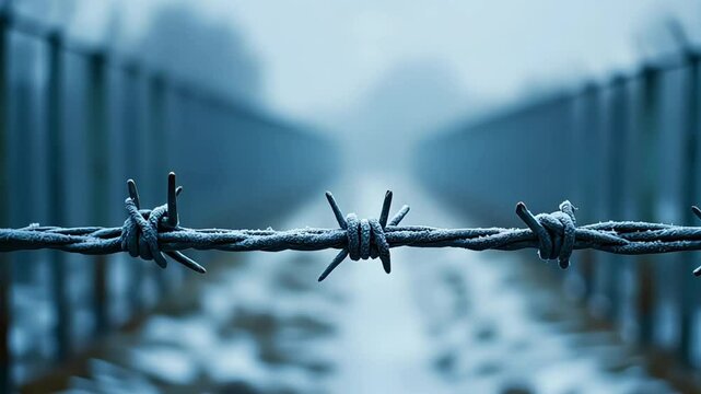 a high fence with barbed wire 