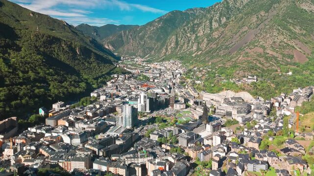 Aerial view of Andorra la Vella, the capital of Andorra