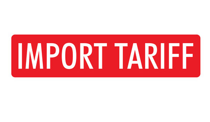  Import Tariff Text in White color on Red banner with Transparent Background. Import tariff imposed by US Government. 