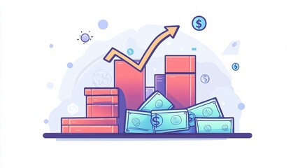 Obraz premium Financial Success: Visualizing Growth with Cash and Charts