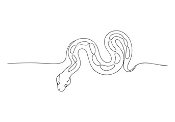 Continuous One Line Python Snake | Minimalist Reptile Vector Illustration
