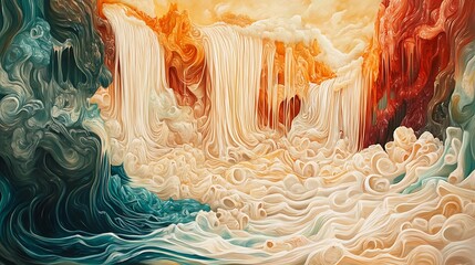 Abstract Landscape with Flowing, Curving, and Swirling Colors