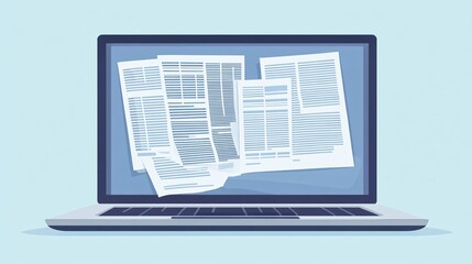 Laptop Screen News Article Review Illustration