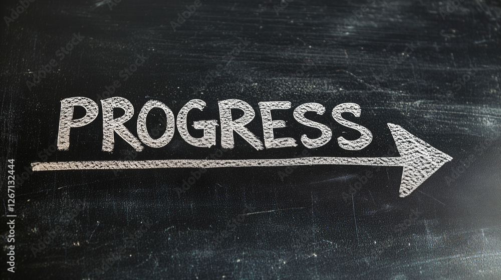 Poster progress forward: chalkboard with the word 
