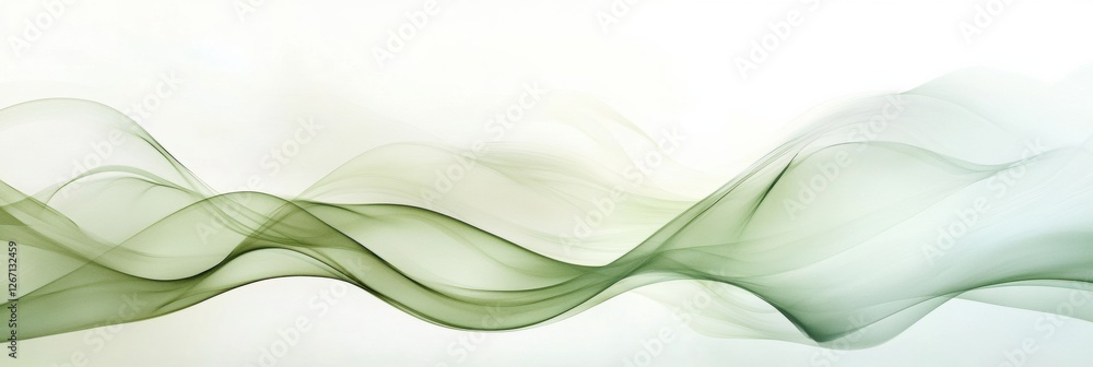 Aufkleber Delicate green waves flowing against a neutral background creating serene visual movement for calm and relaxation. Generative AI