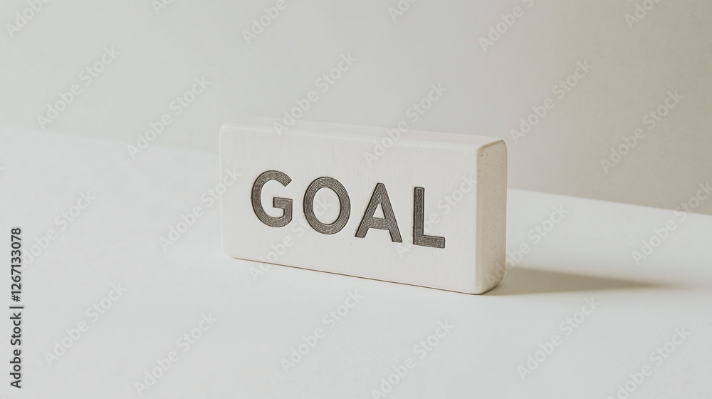Poster goal oriented: a minimalist image of a rectangular block with the word 
