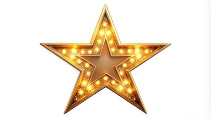 Obraz premium Golden Star with Lights, Isolated on White