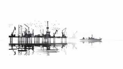 Offshore Oil Drilling Platform for Fossil Fuels Extraction