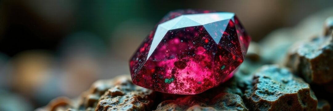 Deep red tourmaline specimen with green schistose inclusions, gemstones, tourmaline, rocks