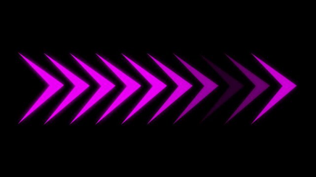 Glowing road arrow sign &ndash; Right direction pointer animated on black background, 4K video motion graphics