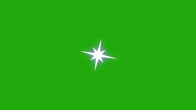 Twinkling star, vector glowing star light effect doodle style on Green Screen Chroma Key, twinkle Sparkle Stars animation