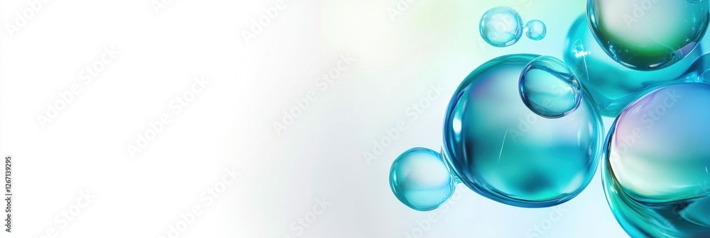 Aufkleber Bubbles floating in a luminous background with reflections and soft colors creating a serene atmosphere. Generative AI