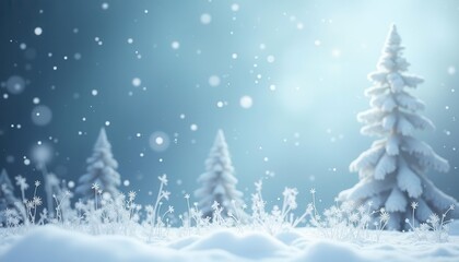 Snowy winter forest scene, soft light,  peaceful landscape, use for nature background