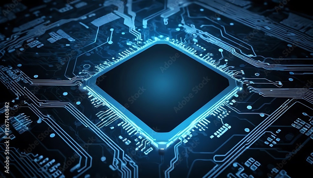 Aufkleber illuminated pathways on the circuit board create a futuristic design
