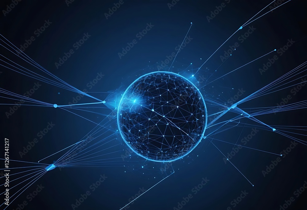 Aufkleber interconnected sphere, a digital network concept with data streams