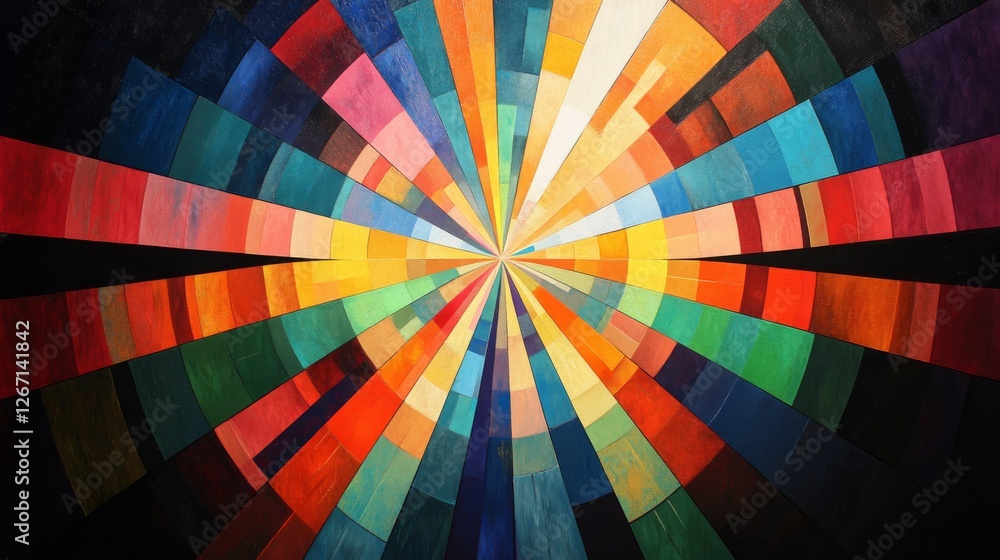 Poster abstract colorful pattern radiating outward from a central point