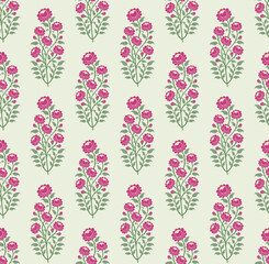 Traditional flower pattern illustration. Beautiful flowers vector seamless pattern. © Absurd Canvas