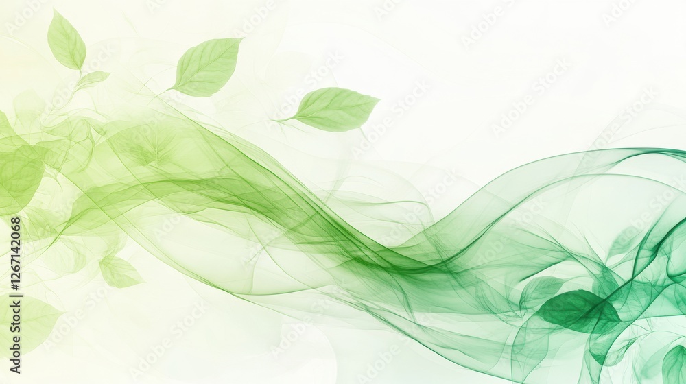 Leinwandbilder elegant green waves and leaves create a serene and calming atmosphere in a natural setting. generati