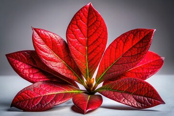 Obraz premium Isolated red azalea leaf macro, shot at night, high resolution, perfect for detail-focused designs.