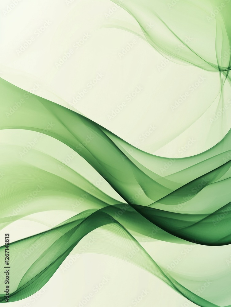 Fototapete Elegant swirling green waves create a serene and calming background in artistic design. Generative AI