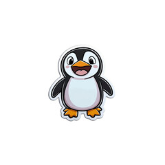 Obraz premium Adorable Cartoon Penguin Sticker - Happy Bird Illustration