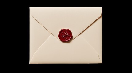 A plain envelope with a small red wax seal in the center