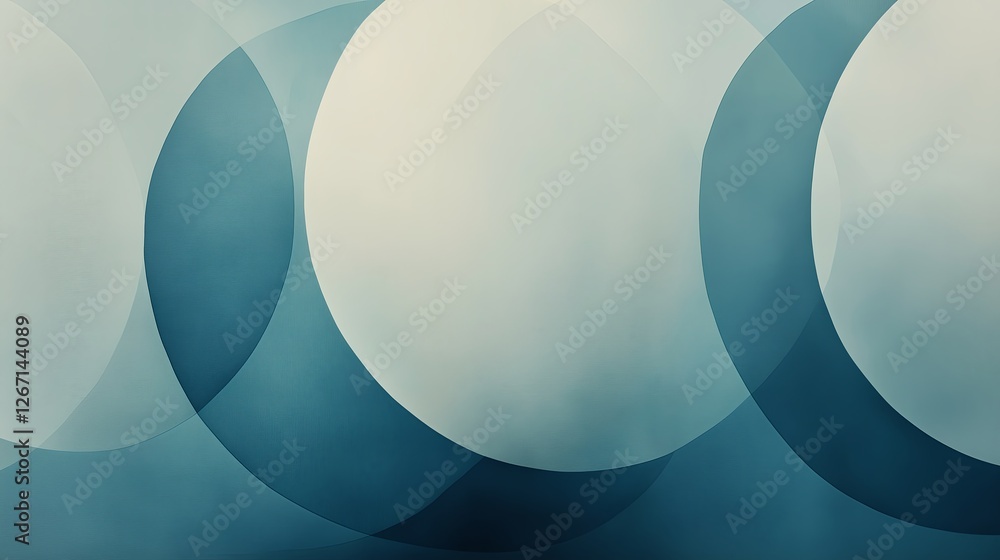 Poster A series of overlapping translucent circles fading into white