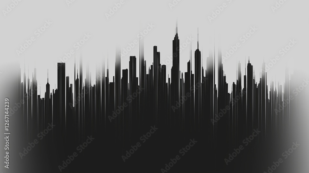 Aufkleber a set of parallel lines forming an abstract city skyline