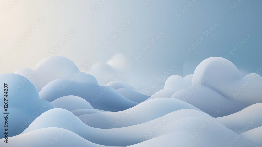 Fototapete Soft clouds gently rolling in a serene sky during a calm afternoon. Generative AI