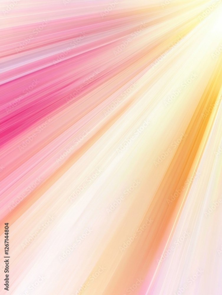 Fototapete bright abstract rays of light illuminating a soft pink and yellow background in a serene and calming