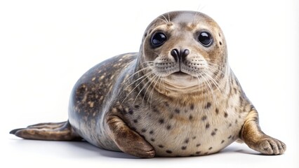 Fototapeta premium Harbor Seal Pup on White Background