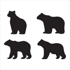 Vector bear silhouette isolated on white background Bear icon modern symbol logo black bear image