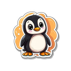 Obraz premium Adorable Cartoon Penguin Sticker Illustration