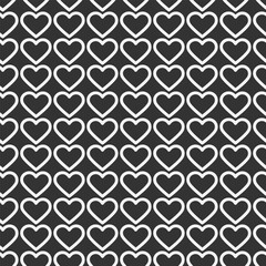 Outline hearts Light on dark Backdrop Grayscale Seamless Pattern White Day or St Valentine Day fond