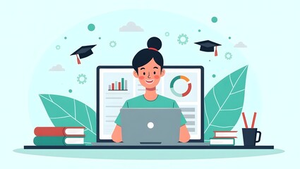 Online Learning and Education Concept with Student Studying on Laptop
