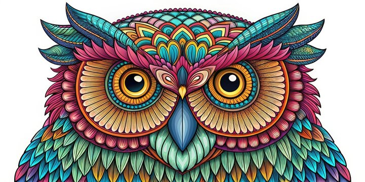Printable owl illustration: minimalist line art design, ideal for simple coloring books and easy owl drawings.