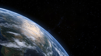 Obraz premium Our Pale Blue Dot: A breathtaking view of Earth from space, capturing the planet's delicate beauty and fragility against the vast expanse of the cosmos.