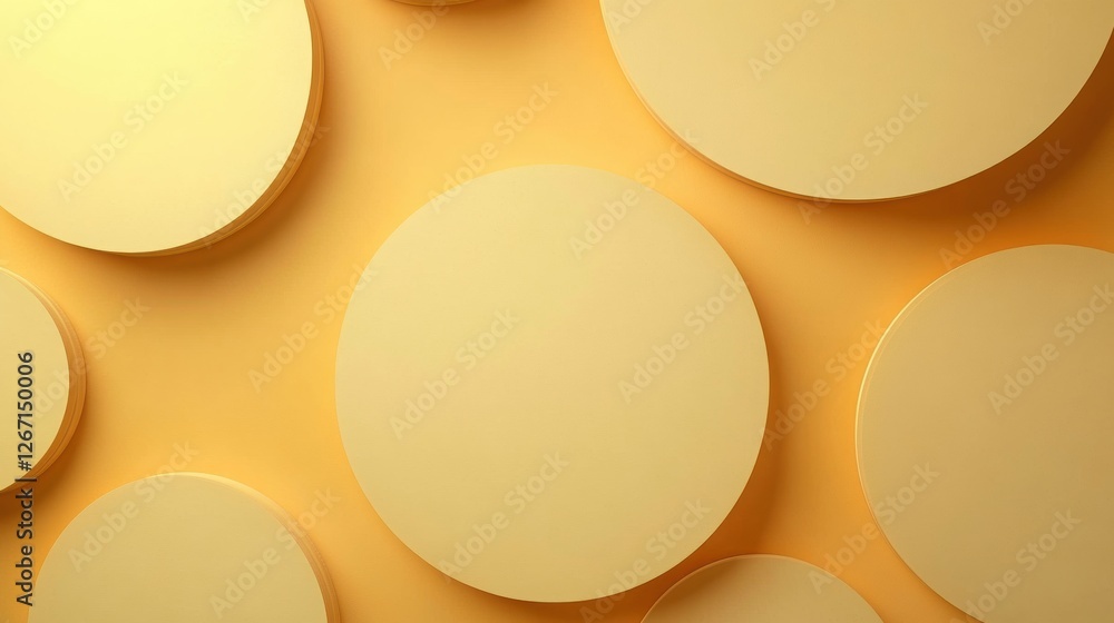 Aufkleber Yellow circular shapes arranged on a bright yellow background creating a vibrant visual effect. Generative AI