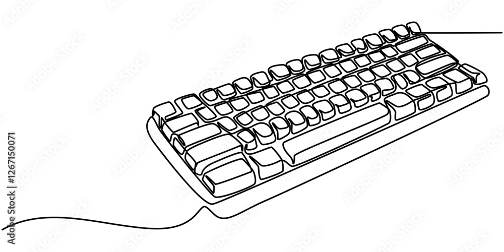 Aufkleber keyboard. bicolor line icon on black or white background - editable stroke, continuous one line draw
