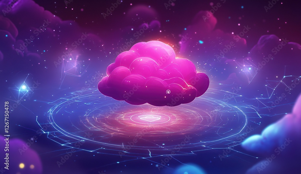 Aufkleber exploring digital cloud networks: a visual journey into the metaverse's infrastructure, featuring fu
