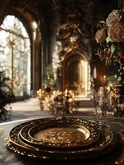 Obraz premium A_mystical_plate_with_intricate_golden_pattern