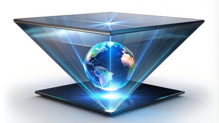Holographic Earth Projection on Pyramid Display