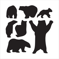 Vector bear silhouette isolated on white background Bear icon modern symbol logo black bear image