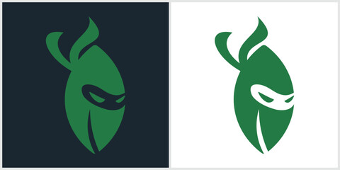 Ninja LEAF Logo Design Vector Icon Symbol Illustrations.